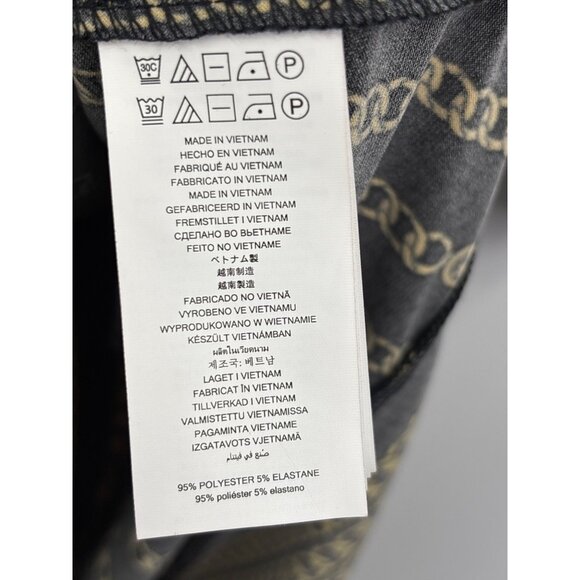 Michael Kors Chain Print Stretch Long Sleeve Dress Black Gold Petite Small - Picture 5 of 6